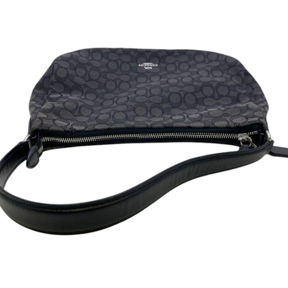 Coach Signature Zip-Top Hobo Bag – Black & Gray Monogram Canvas - Picture 5 of 14